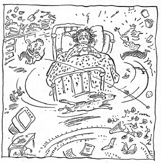Dee - sick in bed cartoon
