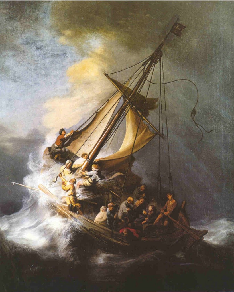 Rembrant-Jesus, disciples storm on Sea of Galilee