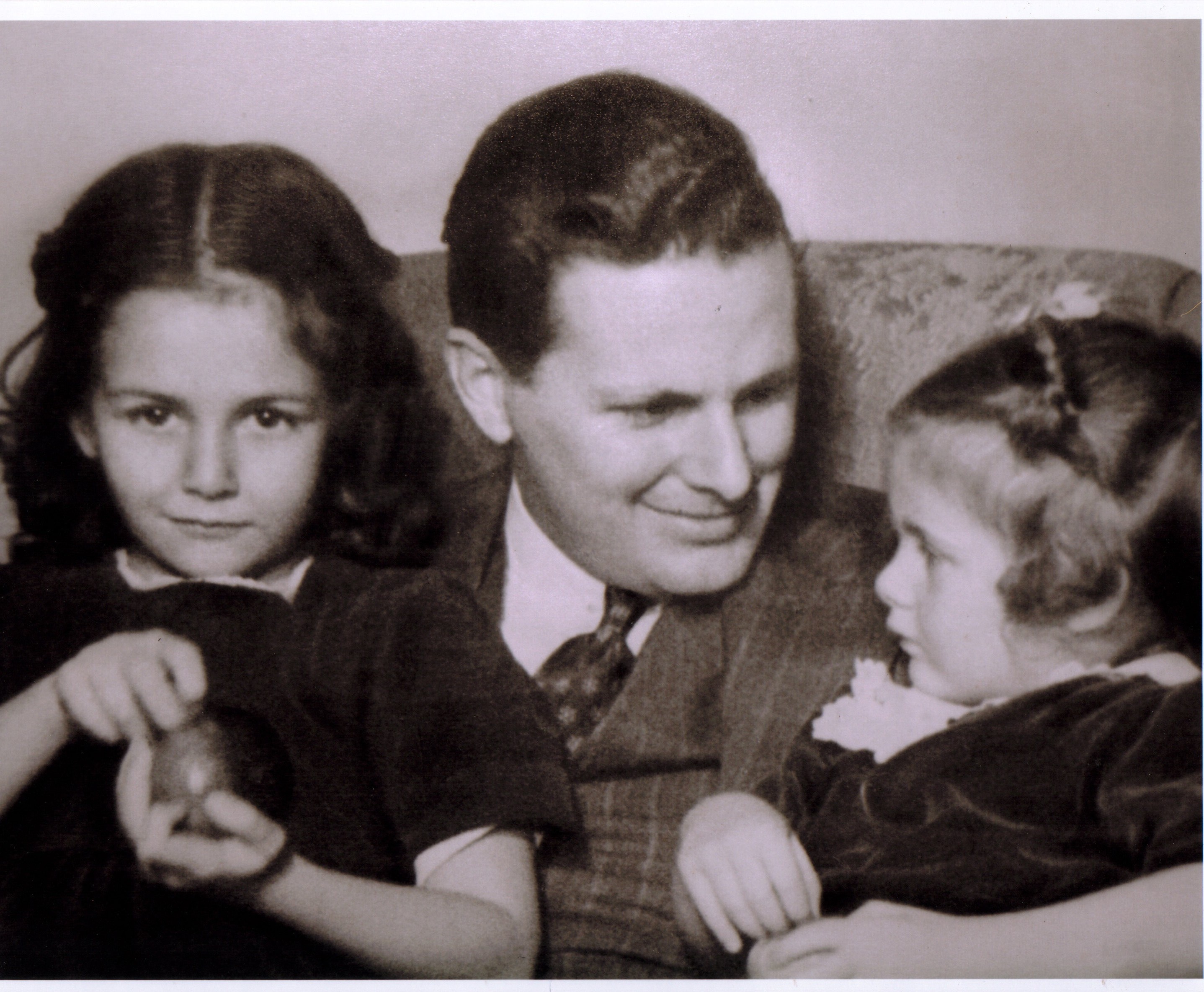 J. R. Brown with his daughters Sally and Bonnie